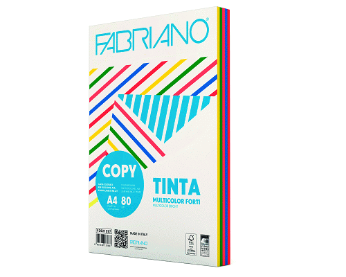 CARTA FOTOCOPIE COLORATA MULTICOLOR 210 x 297mm 80gr VIVACI (50ff x 5 colori) 250ff