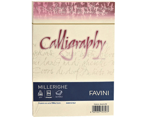 CARTA CALLIGRAPHY MILLERIGHE 100gr FOGLI AVORIO 210 x 297mm A4 50pz.