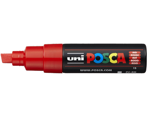 PENNARELLO MARCATORE UNIPOSCA PERMANENTE A BASE D ACQUA LARGA 8mm SCALPELLO ROSSO