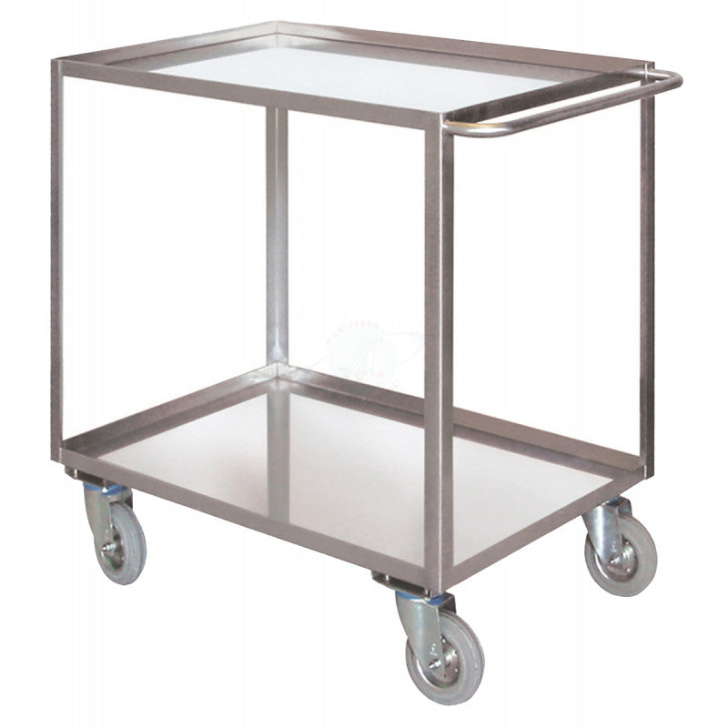 CARRELLO 2 VASCHE 500x800 AISI304 2 R. GIREVOLI 2 FISSE