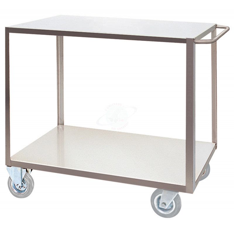 CARRELLO 2 PIANI 500x800 INOX 4 RUOTE GIREVOLI 2 CON FRENO