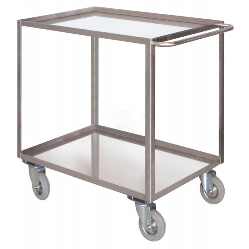 CARRELLO INOX 2 VASCHE 900x6004 RUOTE GIREVOLI 2 CON FRENO