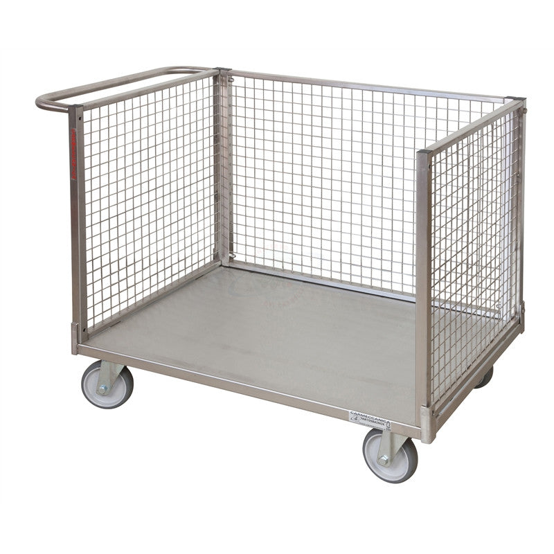 CARRELLO TRASPORTO A 3 SPONDE mm 900x600 INOX AISI 304 2 FR.