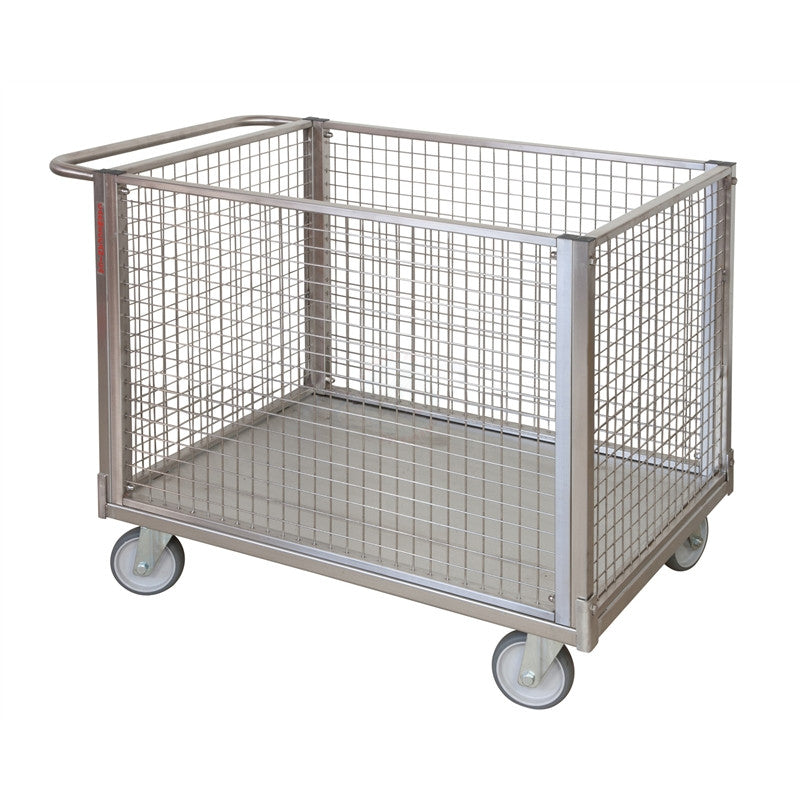 CARRELLO TRASPORTO A 4 SPONDE mm 900x600 INOX AISI 304 4 GIR