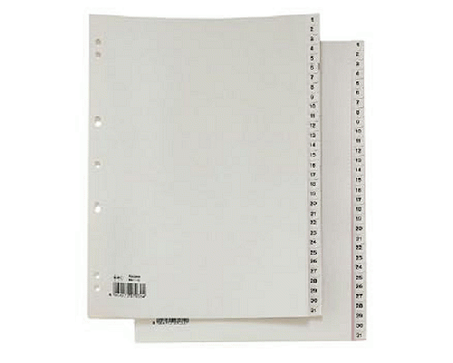 DIVISORI NUMERICI PLASTICA tasti 31 (1-31)mm 210 X297