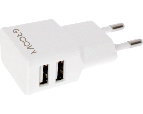 ALIMENTATORE GROOVY USB 2 PORTE BIANCA