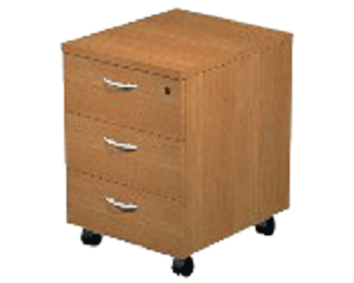 MOBILI PER UFFICIO CASSETTIERA 3 CASSETTI SMONTATA cm. 43 x 52 x 60h NOCE CHIARO
