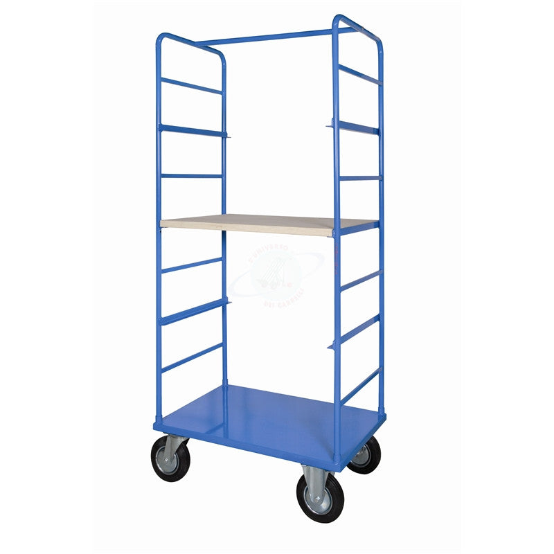 CARRELLO 600x900 A 2 SPONDE  CON GUIDE PER RIPIANI (MAX 3)