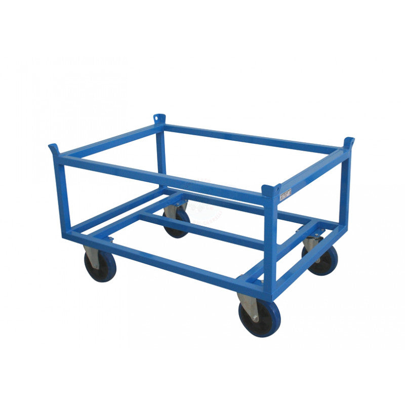 CARRELLO LP PORTA EURO PALLET ALTO RUOTE GOMMA BLU 2GIR 2FR