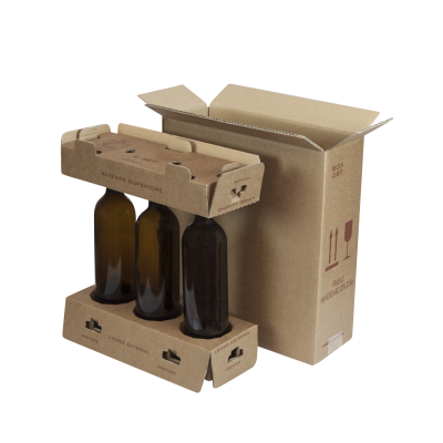 Kit Scatole per 3 Bottiglie Ã˜60-85 h.280/316 Scatola + Alveoli